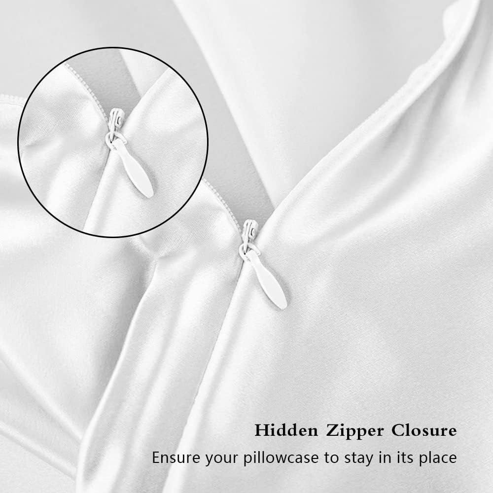 Mulberry Silk Body Pillow Case by Skiennix - Smooth, Cooling, Anti-Acne Zipper Cover | 20x54 Inches, White