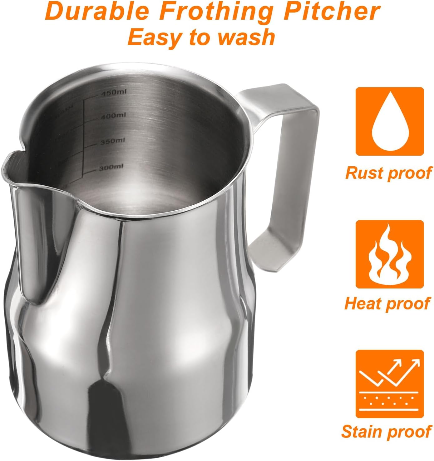 uxcell 17oz Milk Frothing Pitcher - Stainless Steel Milk Frother Cup for Latte Art and Cappuccino
