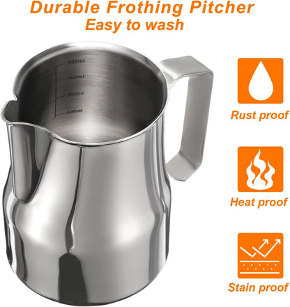 uxcell 17oz Milk Frothing Pitcher - Stainless Steel Milk Frother Cup for Latte Art and Cappuccino