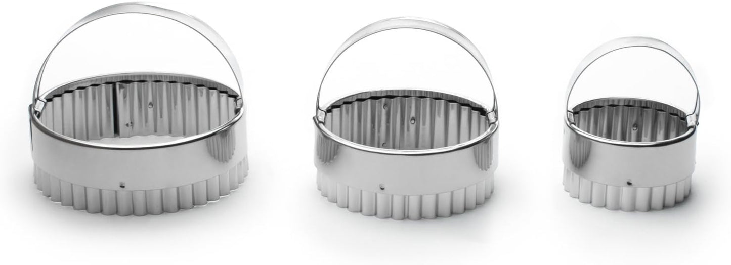 Fox Run Crinkled Cookie Cutter Set, Stainless Steel, 3-Piece