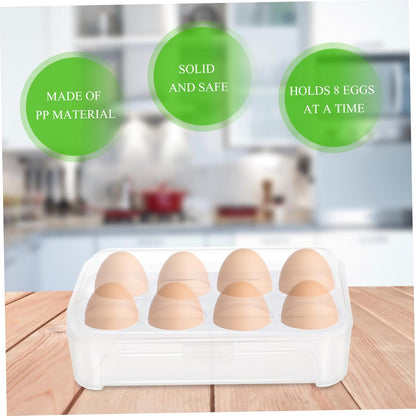 8 Box Fridge Egg Keeper Holder Mini Condiment Bottles, Egg Organizer for Refrigerator, Egg Carrier, White