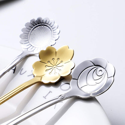 12-Pack Flower Spoons by IRONX, 18/0 Stainless Steel, Creative Cute Tableware, Mini Teaspoon Dessert Spoons