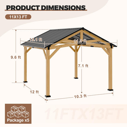 INTER HUT 10x12 Hardtop Gazebo with Netting and Curtains, Galvanized Steel Double Roof Outdoor Pavilion with Aluminum Frame, Patio Gazebo for Deck, Garden, Lawn, White/Gray