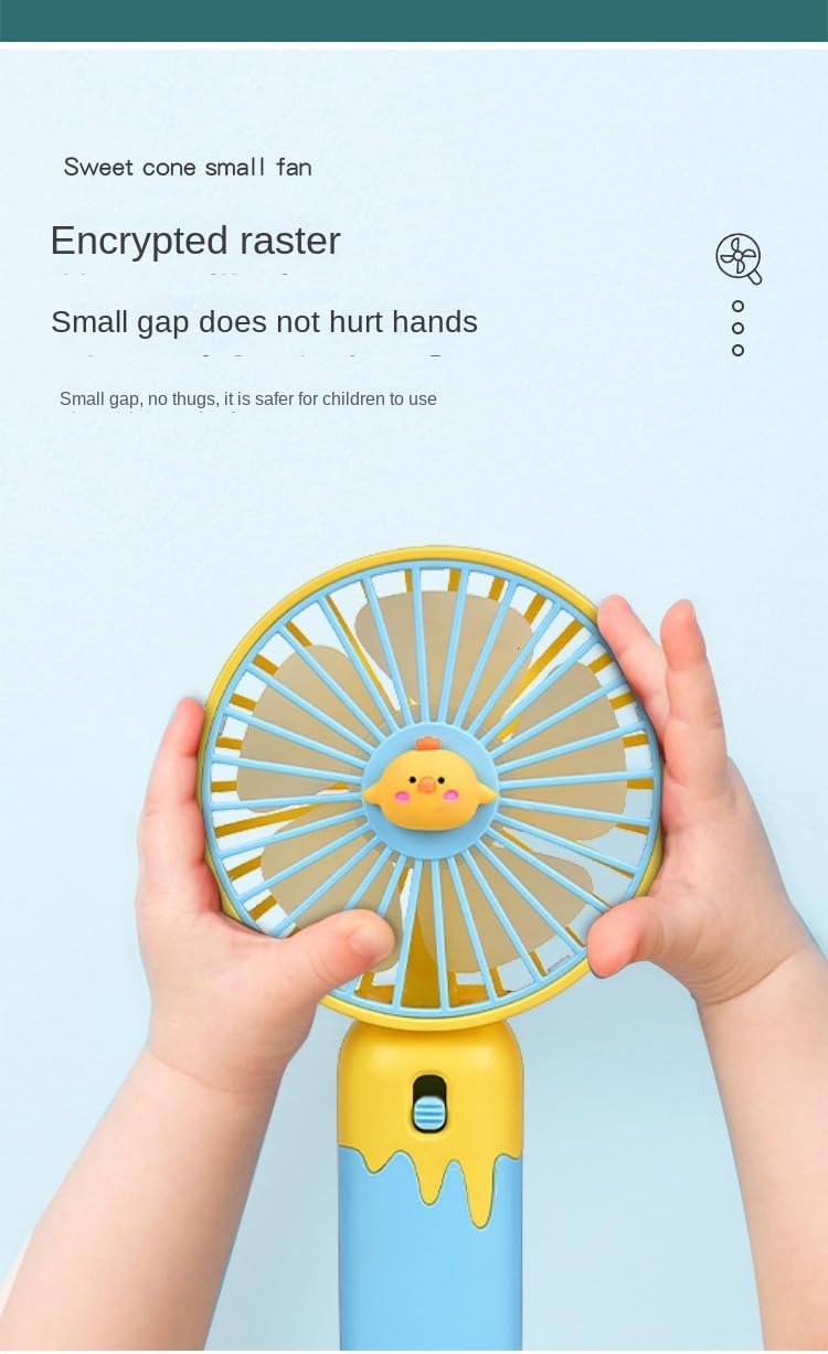 New Cartoon Fruit Handheld Fan, USB Charging Portable Fan with Base, 2-speed Wind (Dblue)