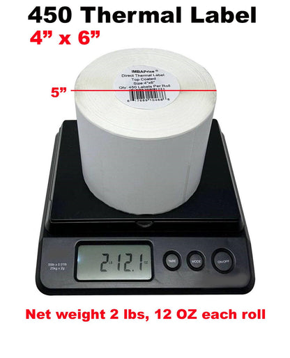 iMBAPrice - 10 Roll of 450-4x6 Direct Thermal Labels for Zebra 2844 ZP-450 ZP-500 ZP-505 (1 inch core) - 95+60GSM Top Coated
