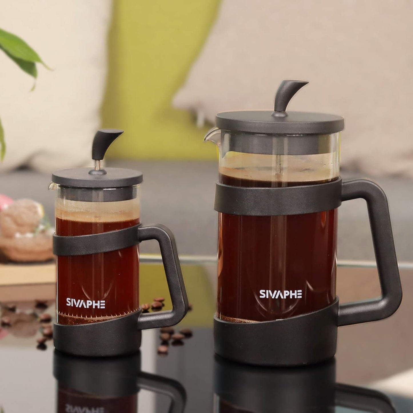 Sivaphe French Press 34oz, Lightweight Durable High Borosilicate Carafe Maker, 8 Cup Plastic Coffee Press