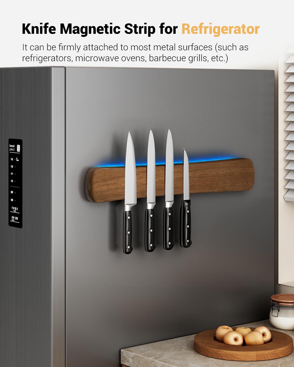Swaitee Magnetic Knife Holder for Wall, 16 Inch Wood Knife Strip with Strong Magnetism, Kitchen Accessories Organizer, Housewarming Gifts for New Home, Storage Space Savers for Apartment/Rv/Farmhouse