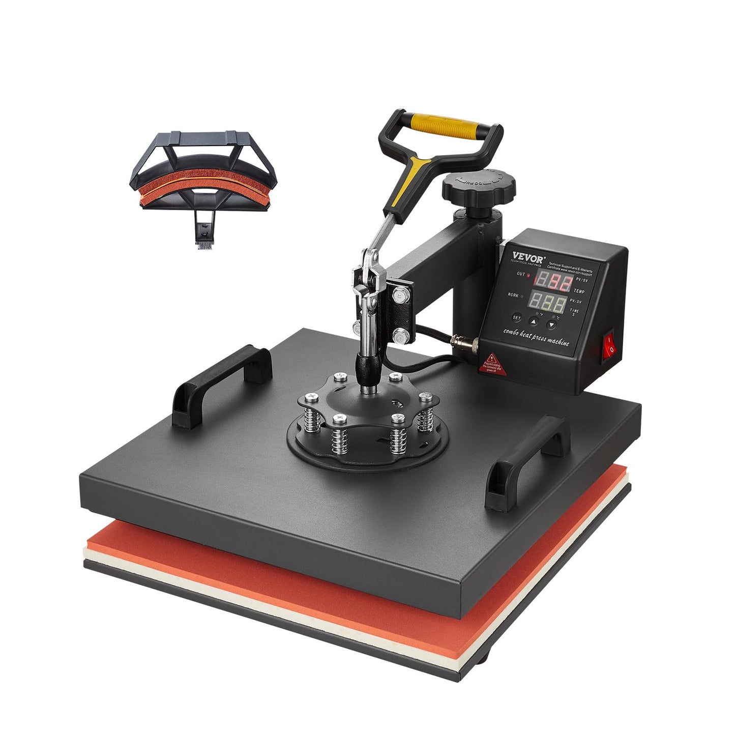 VEVOR 2 in 1 Heat Press Machine for T Shirts and Hats, 15x15 Inch Professional Swing Away Digital Tshirt Press Machine for Sublimation, Vinyl, Heat Transfer Projects