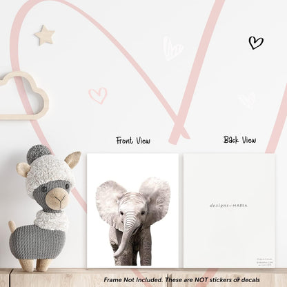 Safari Baby Animals Nursery Decor Art, Set of 4 UNFRAMED Wall Prints, 8x10