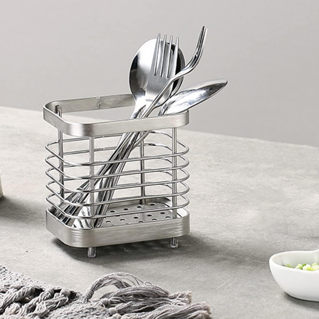 Kitchen Utensil Holder - Stainless Steel Sink Utensil Drying Caddy, Rust-Proof Cutlery Organizer for Kitchen Utensils