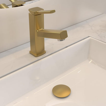 HEROBAI Bathroom Pop up Drain Without Overflow, Anti-Clogging Vessel Sink Drain Strainer, Pop Up Drain with Detachable Basket, Hair Catcher Bathroom Sink Drain Stopper(Brushed Gold, No Overflow)