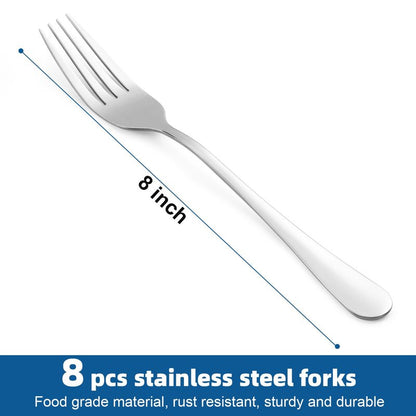 12 Piece Dinner Forks Set, Food-Grade Stainless Steel Forks Silverware, Cutlery Forks, Dessert Forks, Metal Forks for Home, Kitchen or Restaurant, Mirror Polished, Dishwasher Safe - 8 Inch