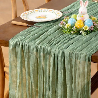 12pcs 22120 inches 10FT Sage Green Easter Spring Cheesecloth Table Runner Boho Gauze Table Runner for Spring Wedding