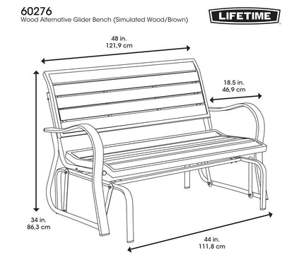 LIFETIME 60276 Glider Bench, Harbor Gray