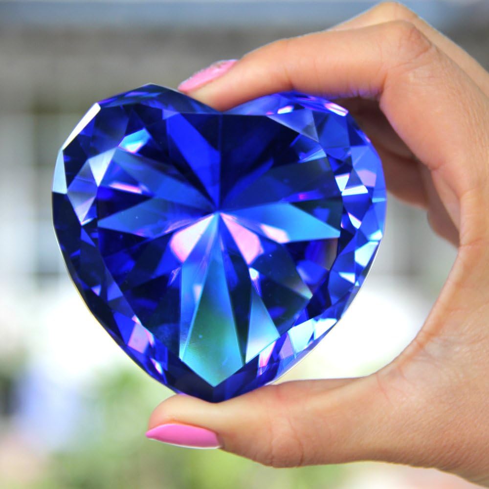 Personalized Custom Engraved Crystal Paperweight, Pink and Blue Diamond