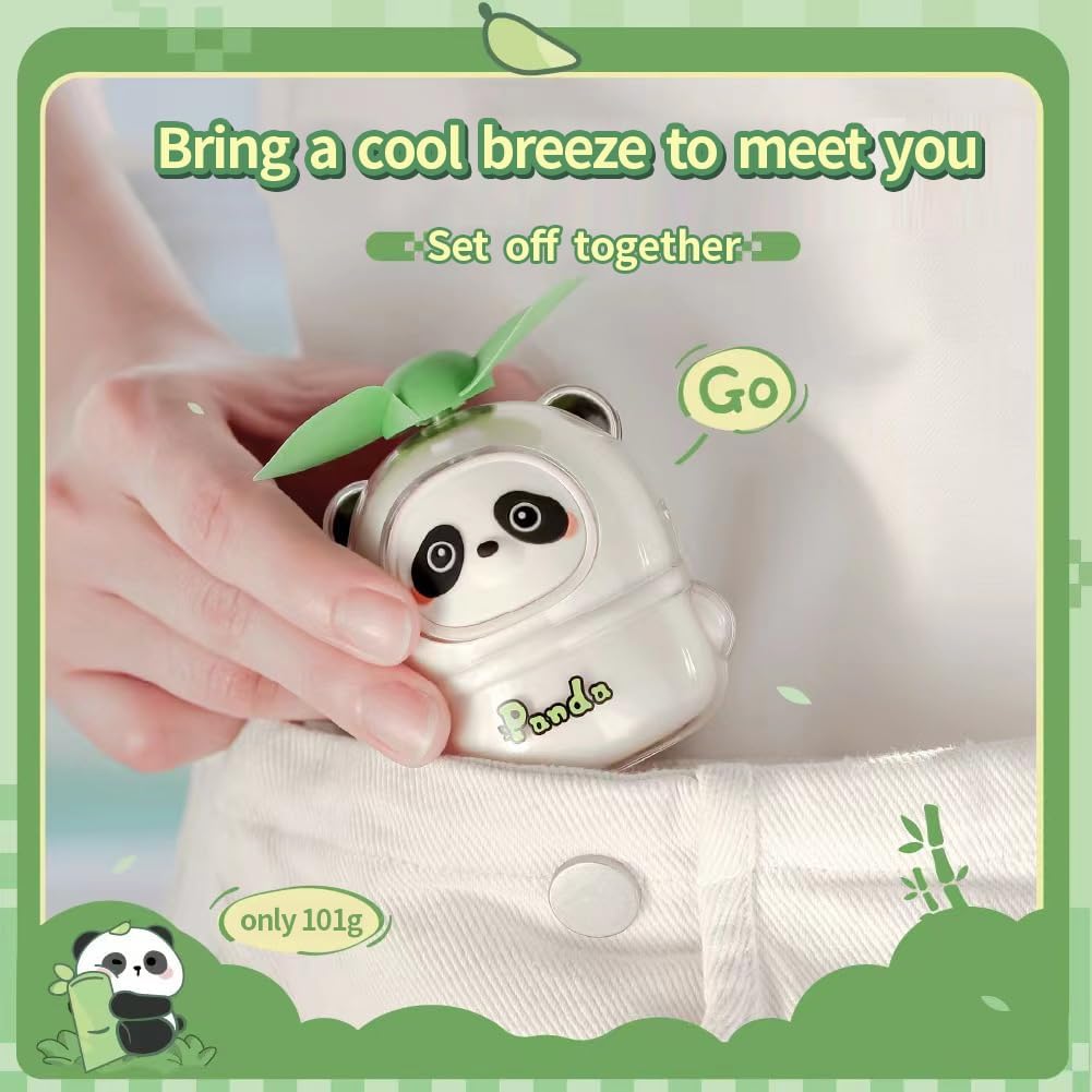 Rechargeable Mini Panda Fan, Cute Animal Tabletop Decoration, Small Desk Fan for Bedside Bookshelf Car Mounted
