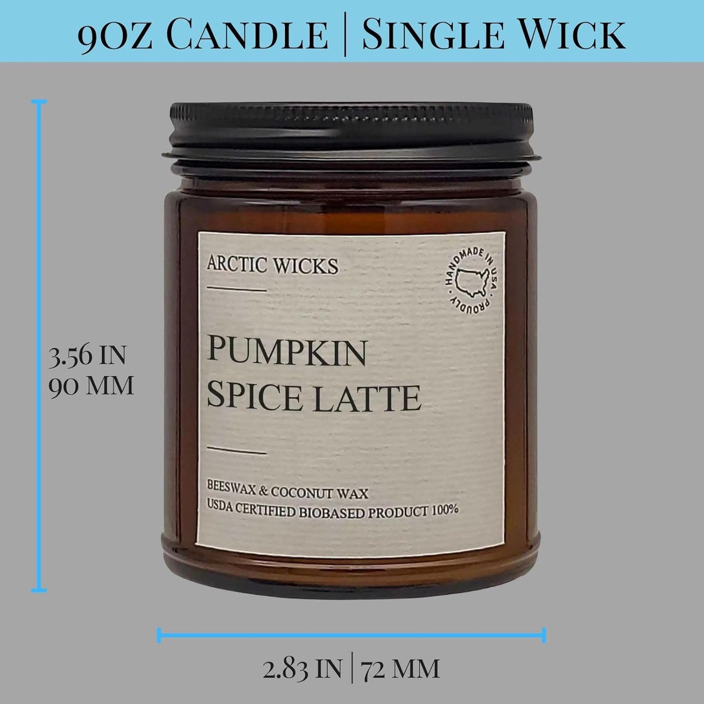 Pumpkin Spice Latte Candles | Arctic Wicks Coconut & Beeswax Candles | 9oz Amber Scented Candle for Holidays