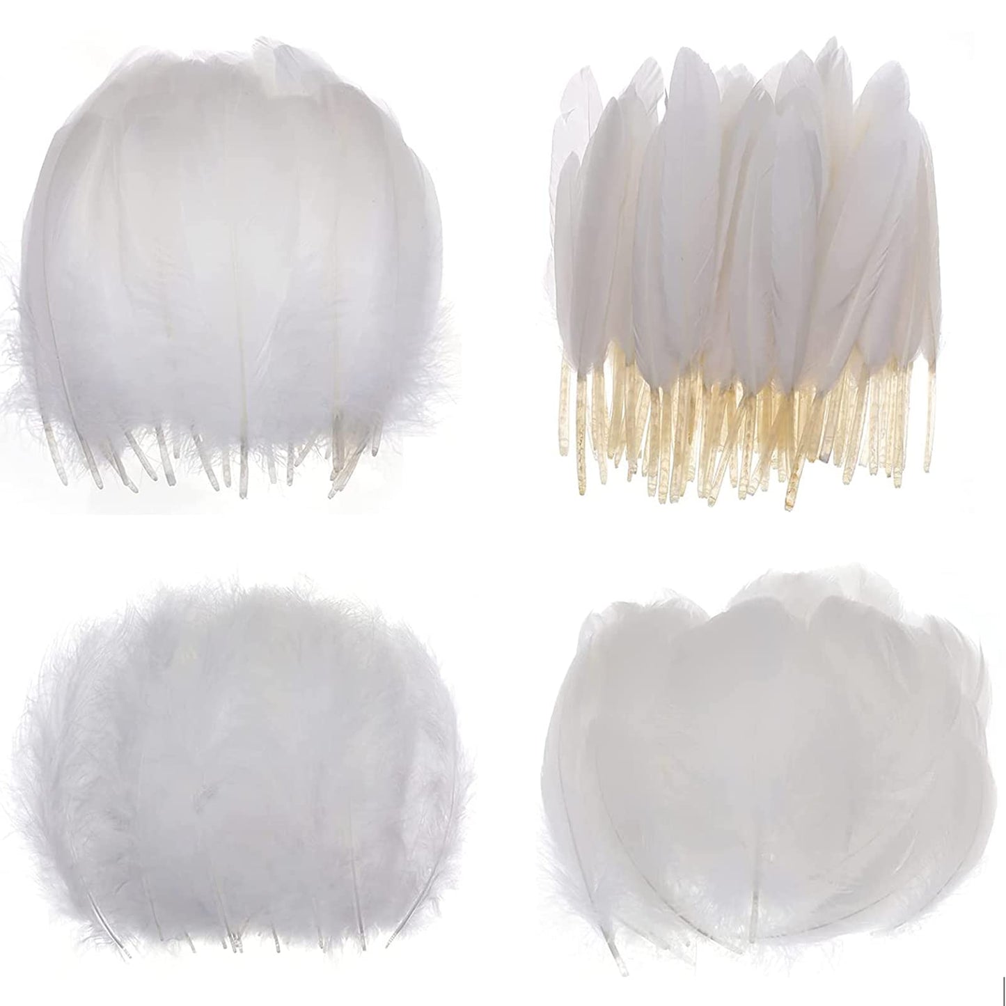 MWOOT 400Pcs Black White Feathers, 4 Assorted Crafts Feathers for Halloween Costume Wings Dream Catchers DIY Christmas Tree Wreath Wedding Decor Art Handmade