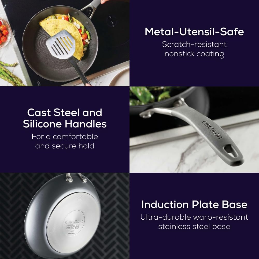 Circulon A1 Series with ScratchDefense Nonstick Induction Pots and Pans Cookware Set, Induction Cookware, Kitchen Essentials, 9-Piece, Graphite
