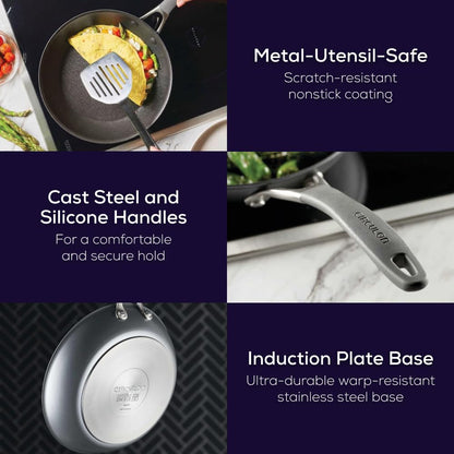 Circulon A1 Series with ScratchDefense Nonstick Induction Pots and Pans Cookware Set, Induction Cookware, Kitchen Essentials, 9-Piece, Graphite