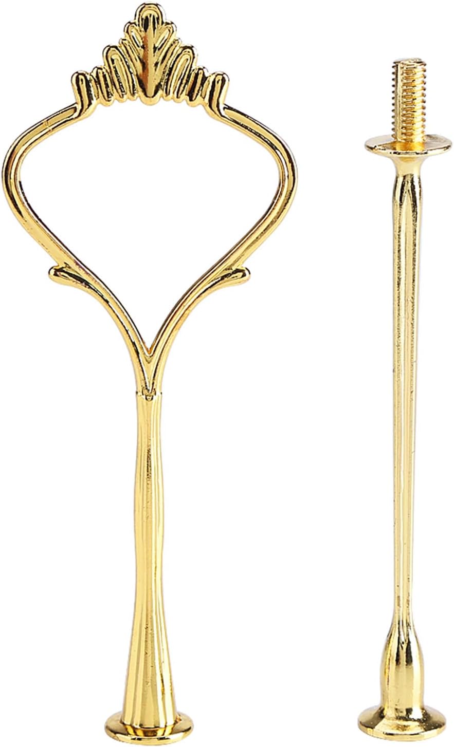 Cake Cupcake Tray Stand Handle, 2-Tiers Crown-Gold Fruit Plate Hardware Fitting Holder