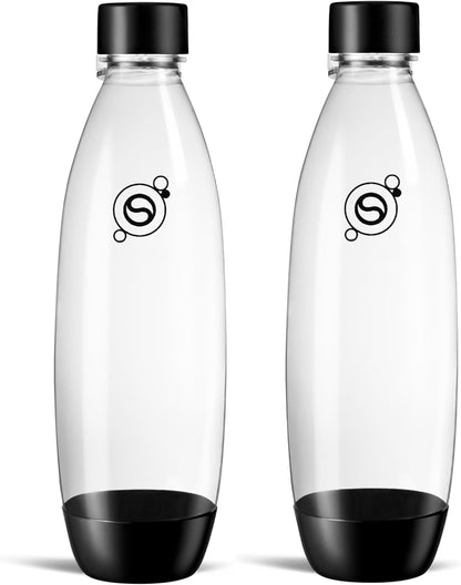 1L Pack sodastream Twin Dishwasher Safe Slim Bottle (Black)