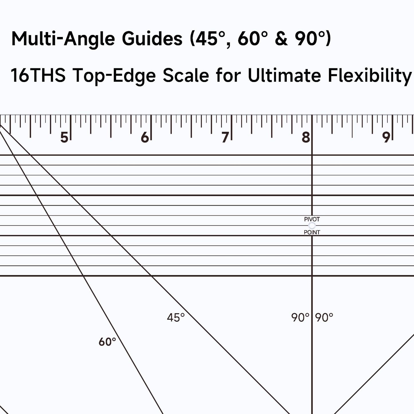 YLaziion 16" Imperial Acrylic Pattern Master Ruler, Clear 16THS Multi-Purpose French Curve Ruler, 45°& 60° Angle Lines, 3mm Non-Yellowing Hip Curve, Vary Form Curve Ruler for Sewing Pattern Making