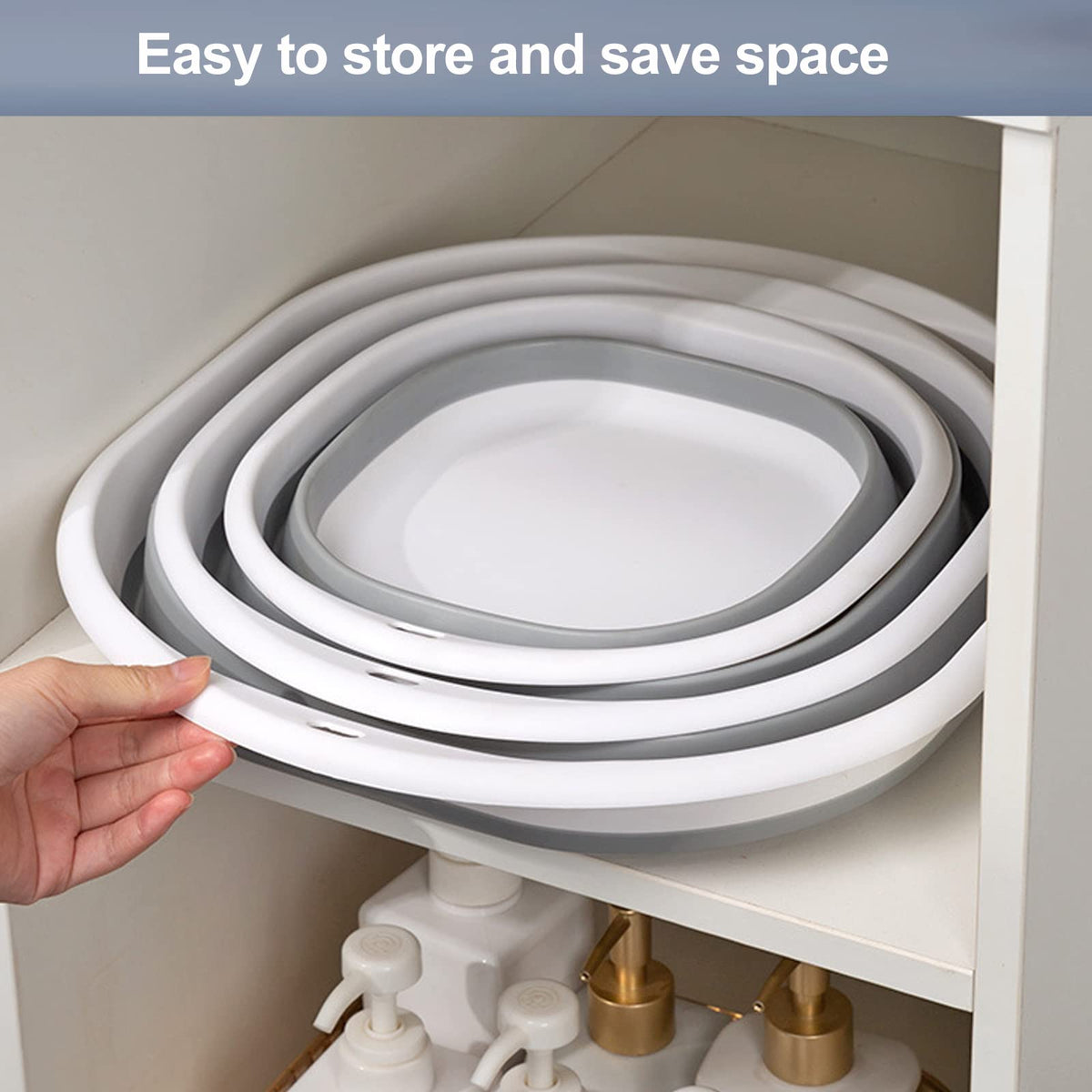 Collapsible Tub Wash Basin Laundry Tub 3 Pack Collapsible Laundry Baskets Foldable Dish Tub Plastic Washtub Space Saving Storage Container for Dishing, Fruit, Camping, Laundry, Hiking & Home (Grey)