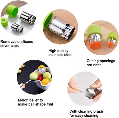 LetGoShop Cookie Cutter Sets for Kids, 12 Shapes Biscuit Cutters with Safety Handle & 10 Cartoon Food Forks