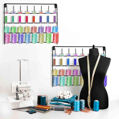 Tosnail 2 Pack 32 Spools Metal Thread Holder, Large Racks, Wall Mount Storage Organizer for Sewing, Braiding, Embroidery and Jewelry