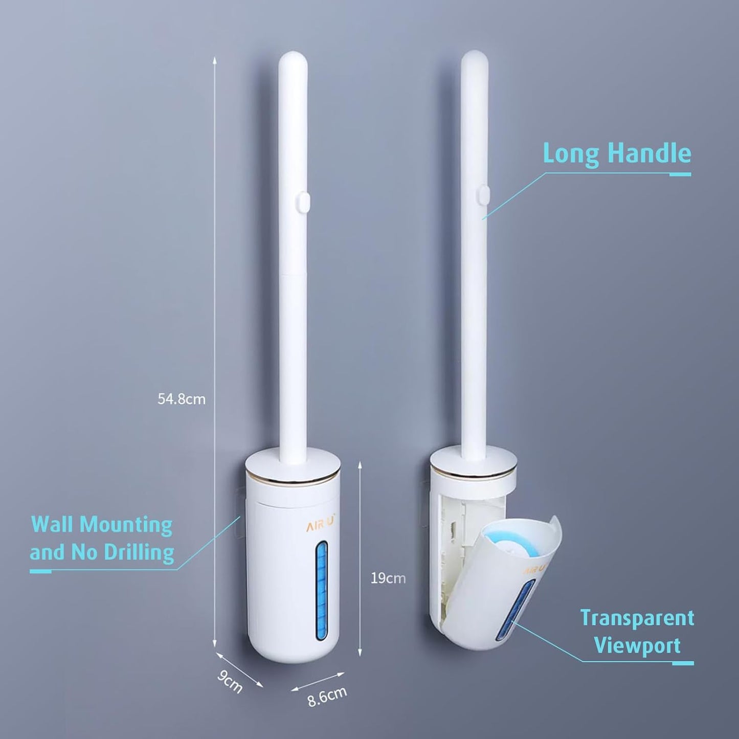 24 Count 1 1 1 (1 24) AIR U+ Disposable Toilet Brush, Toilet Bowl Cleaning System with Wand Refill, Clean Brush Starter