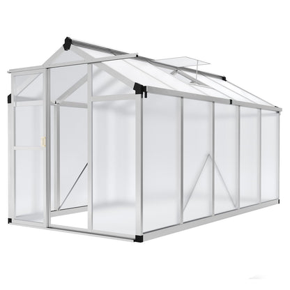 Garvee 6x10 FT Greenhouse - Aluminum Greenhouses for Outdoors, Large Polycarbonate Greenhouse with Roof Vent, Heavy Duty Walk-in Green Houses for Outside Garden, Backyard, Patio, Lawn, Easy Assembly