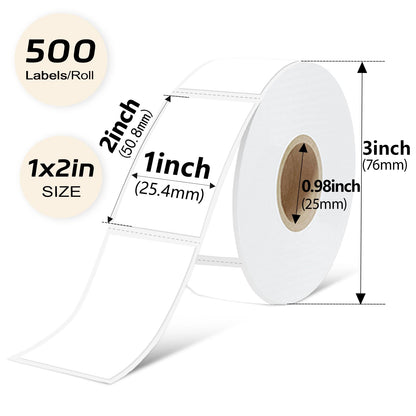 PALAIBEIQI 1x2 Inch Thermal Labels,500PCS Rectangle Stickers,Waterproof Removable Blank Stickers for Address,Jars,Freezer Containers & Pantry Organization,White