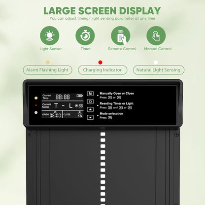 Bainianhhg 4 Anti-Pinch Automatic Chicken Coop Door Solar Powered with Timer & Light Sensor Modes Aluminum Waterproof