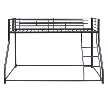 Favfurish Twin XL Over Queen Metal Floor Bunk Bed with Sloping Stairs and Safety Guardrails for Bedroom,Guest Rooms, No Box Spring Needed, Simple to Assemble,Black