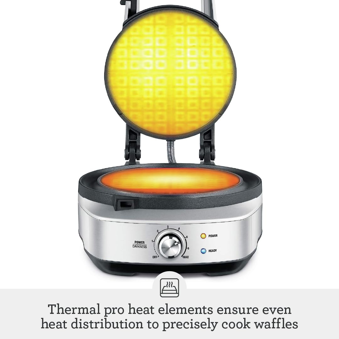 Breville BWM520XL No-Mess Classic Round Waffle Maker, Brushed Stainless Steel