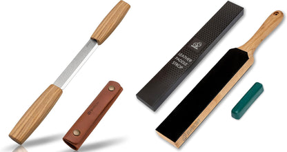 BeaverCraft DK2s for Shaping Wood LS6P1 Stropping Kit Leather Strop Kit with Sharpening Polishing Compound Knife