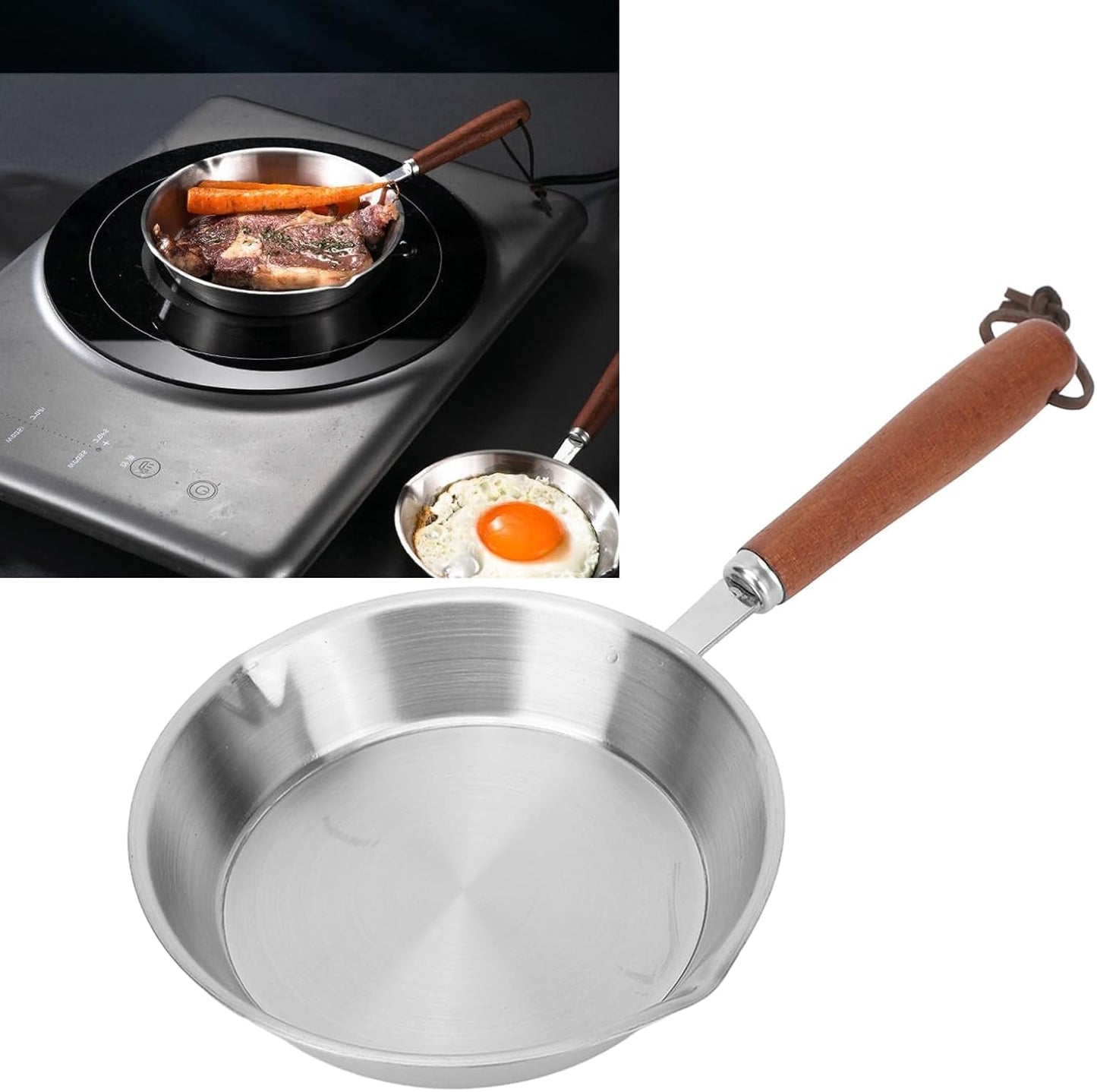 Mini Egg Pan, Stainless Steel Fry Pan, Single Serve Omelet Pan, Small Skillet for Eggs & Pancakes (12cm)