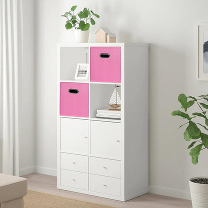 Black Foldable Storage Cubes, Fabric Organizer Bins with Dual Handles for Home, Pink