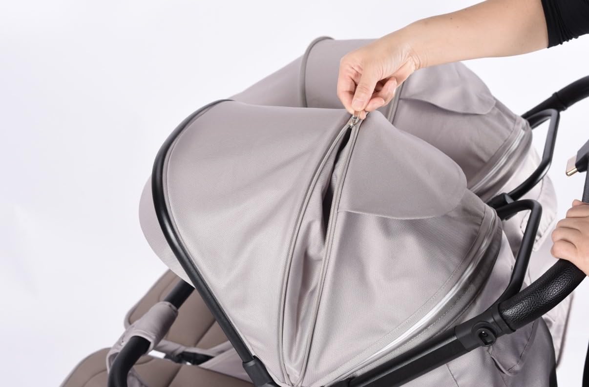 MUMUBOO Twin Baby Stroller (Silvery Grey)