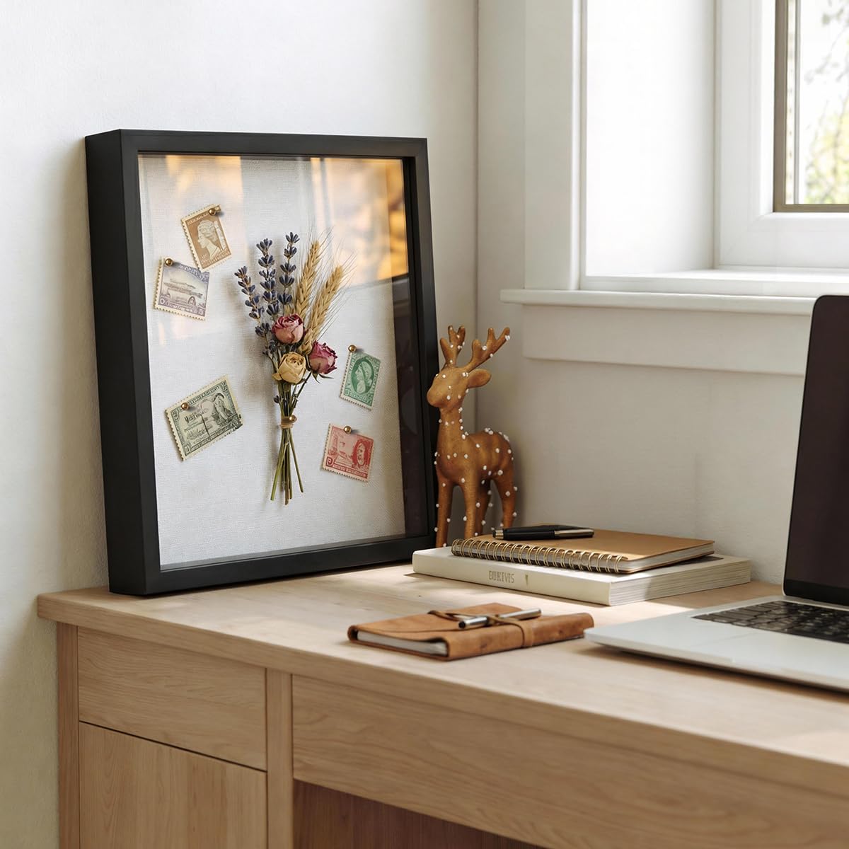 12x16 Large Shadow Box Frame | Soft Linen Back & Push Pins Included, Polystyrene Glass Memory Display Case for Flowers, Tickets & Cherished 3D Items, Black