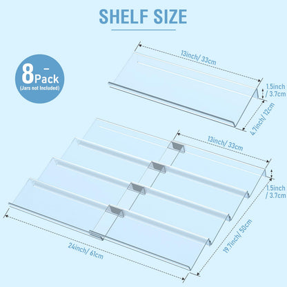 Spice Drawer Organizer 4 Tier, Acrylic Seasoning Organizer Rack, Clear Spice Rack Tray, Kitchen Seasoning Jars Drawers Insert (Jars Not Included/Expandable From 9" to 18")
