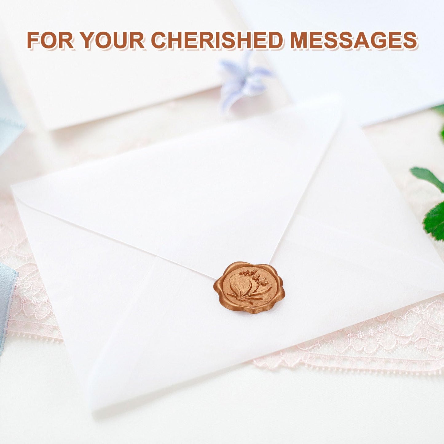 PATIKIL Wax Seal Stickers, 50 Pcs Envelope Seal Stickers, Self-Adhesive Wax Stamp Wedding Invitation Accessories for Wedding Party Birthday Gift Wrapping Anniversary, Coffee