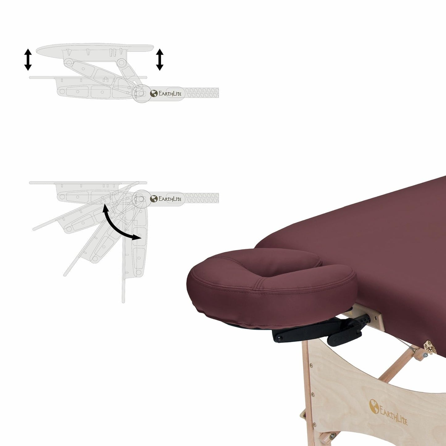 EarthLite Harmony DX Portable Massage Table Package, Includes Table + Face Cradle + Carrying Case, 30" x 73, Burgundy