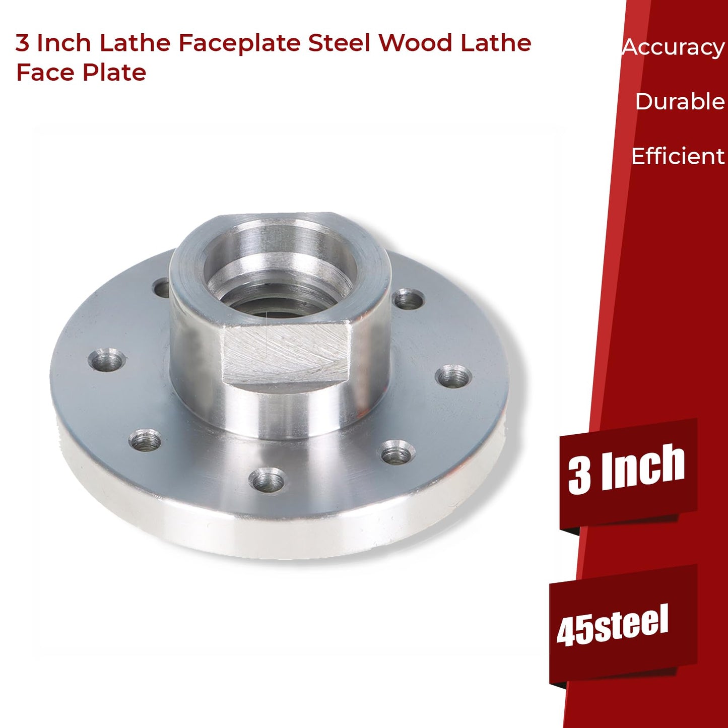findmall 3 Inch Lathe Faceplate Steel Wood Lathe Face Plate for 1Inch x 8 Tpi Spindle Without Screwchuck