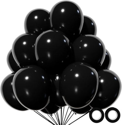 110pcs Black & Metallic Silver Latex Balloons - 12 Inch Perfect for Birthday Parties & Baby Showers