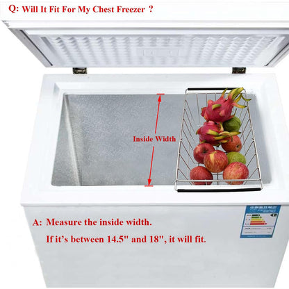 Orgneas Expandable Chest Freezer Basket, Stainless Steel Hanging Deep Freezer Organizer Bins Adjustable Handles (16.5" ~ 20") Wire Basket Storage Rack, Fits 5 Cu.FT and 7 Cu.Ft Chest Freezer