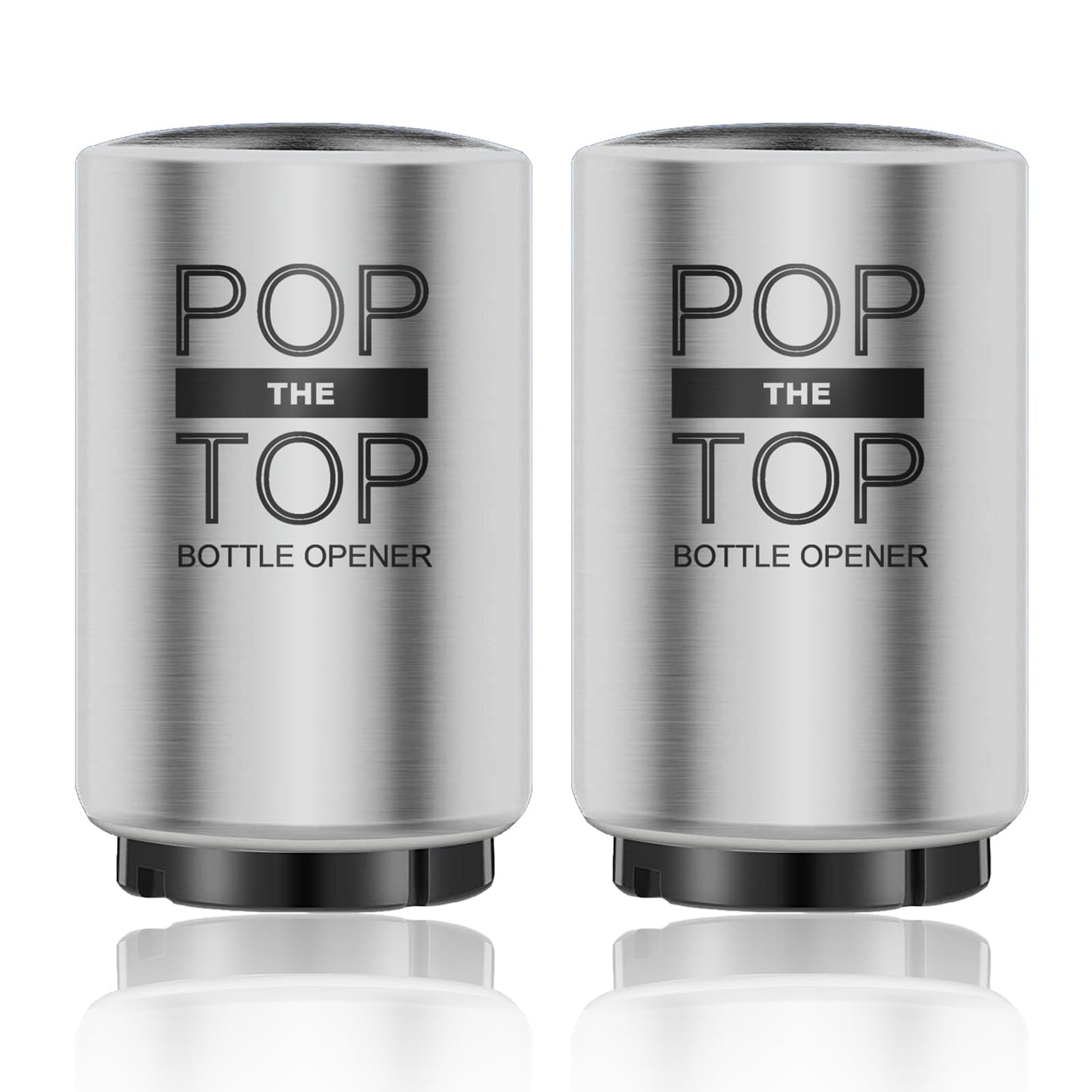 2PCS Beer Bottle Opener with Magnetic Cap, Automatic Stainless Steel One-Handed Bottle Cap Opener, Spring Loaded Push&Pop for Kitchen Home Bar Restaurant Household Utensils Destapador de Cerveza
