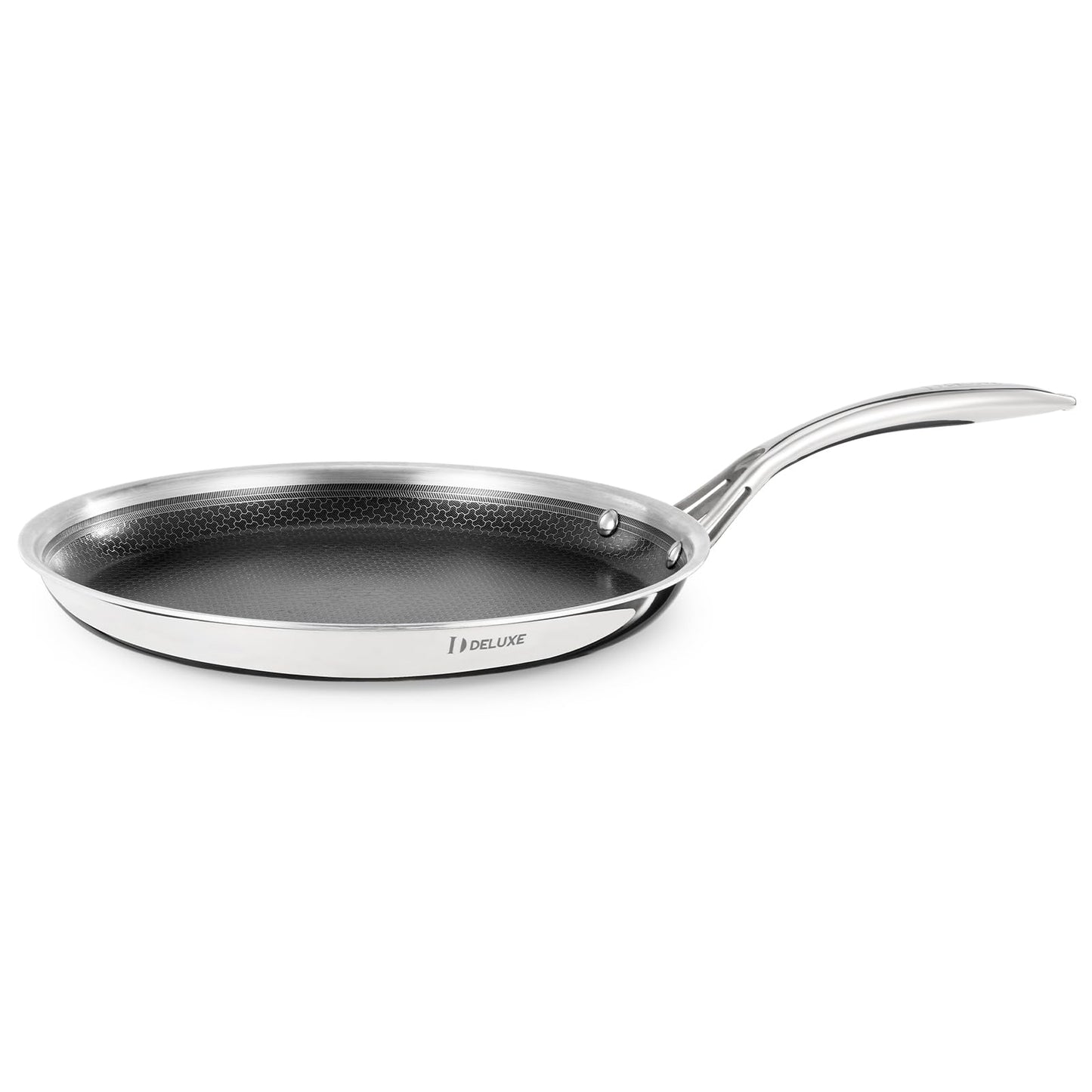 DELUXE Hybrid Nonstick Griddle Pan,12-Inch,Stay-Cool Handle,Dishwasher&Oven Safe,Induction-Ready,PFOA Free Compatible with All Cooktops Muffins - Breakfast - Daily Cooking