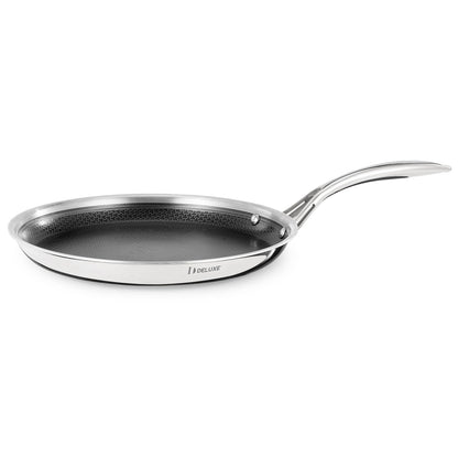 DELUXE Hybrid Nonstick Griddle Pan,12-Inch,Stay-Cool Handle,Dishwasher&Oven Safe,Induction-Ready,PFOA Free Compatible with All Cooktops Muffins - Breakfast - Daily Cooking